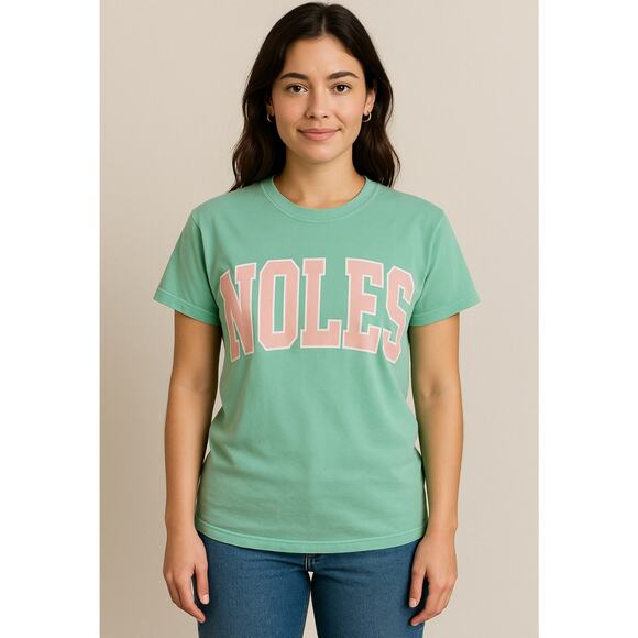 Comfort Colors NOLES Mint Green Pink Graphic Women’s Small FSU Seminoles Shirt - Picture 2 of 7